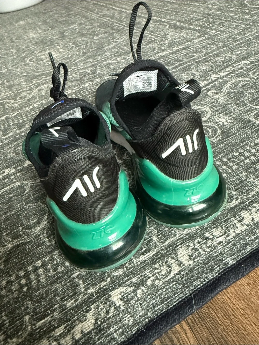 Nike Air Max 270 Youth Black and Teal Running Shoes